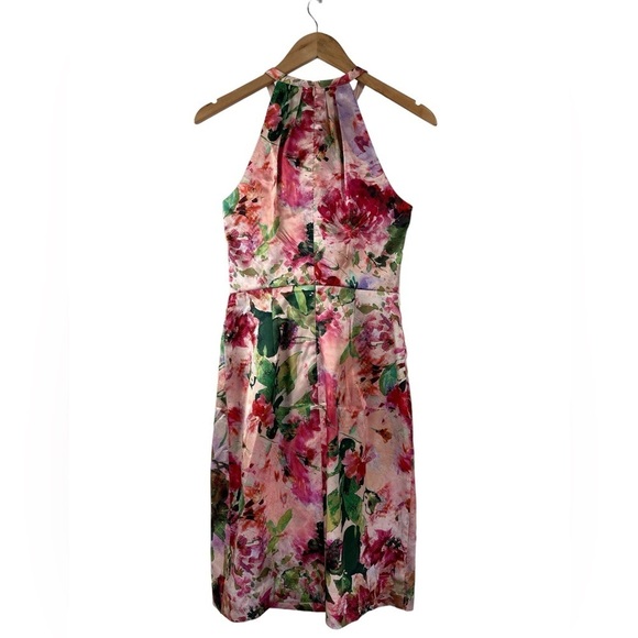 NWT Eliza J. Pleated Floral Drape Halter Sheath Dress - Picture 4 of 12